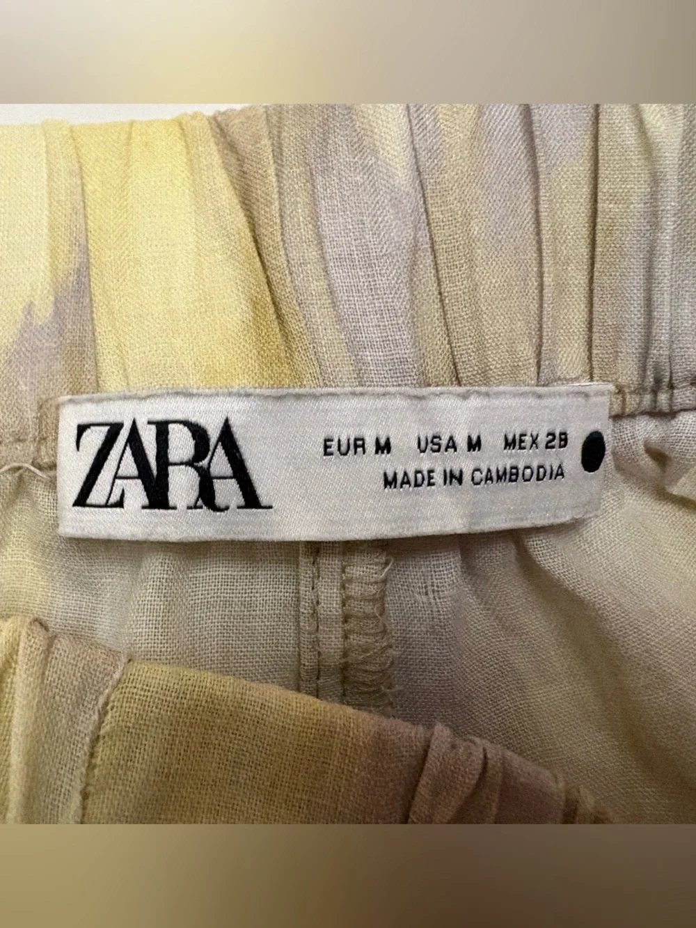 Zara ZW Collection Ramie Printed Palazzo Pants Ikat Wide Leg M resort pool vacat